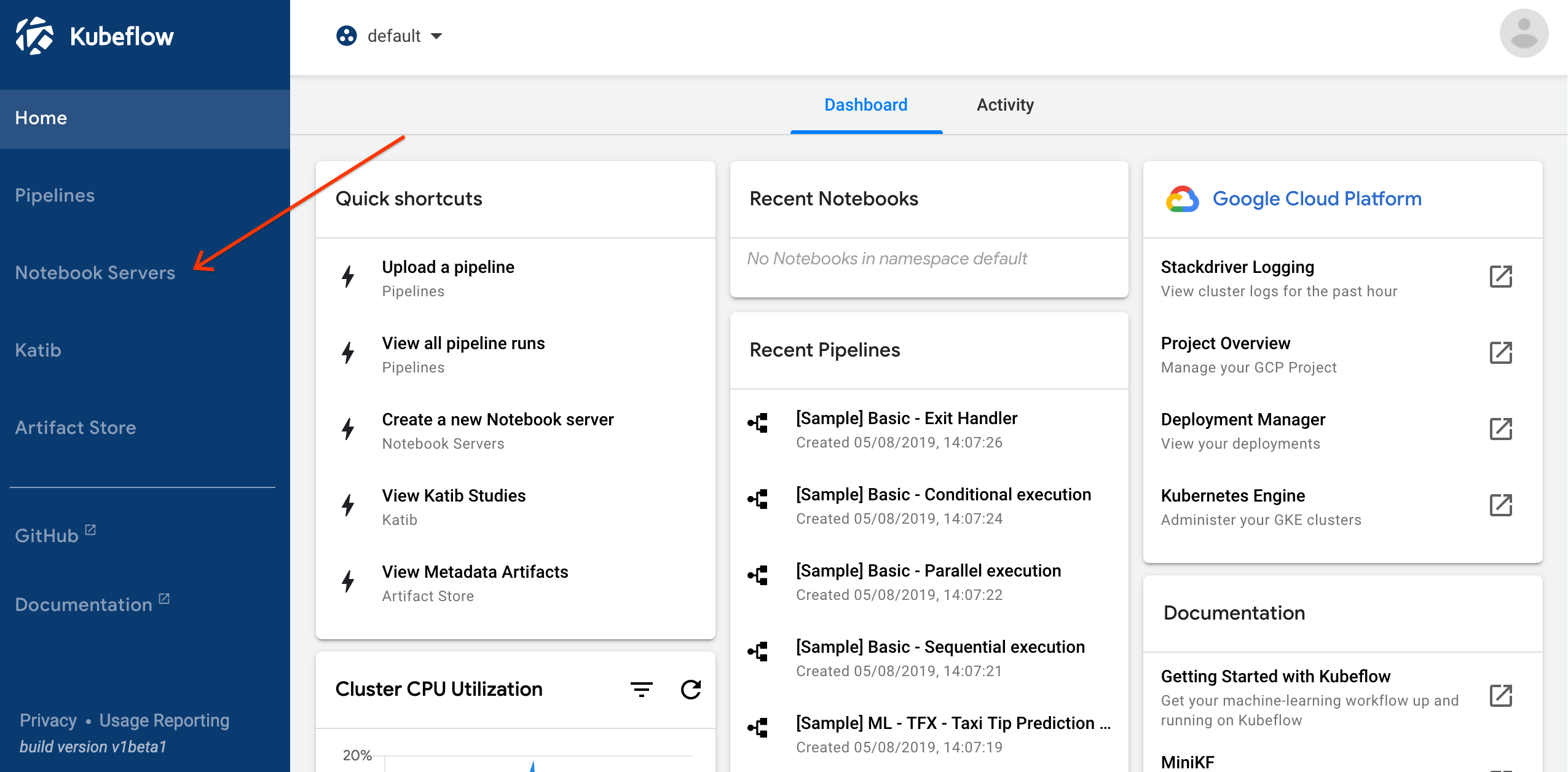 Opening notebooks from the Kubeflow UI